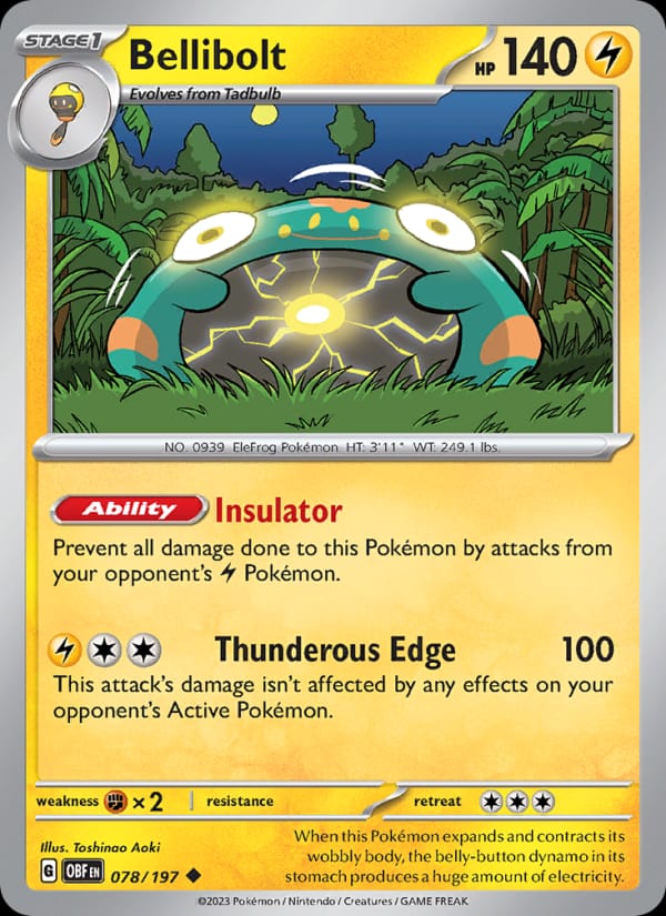 Bellibolt 078/197 Obsidian Flames Pokémon card