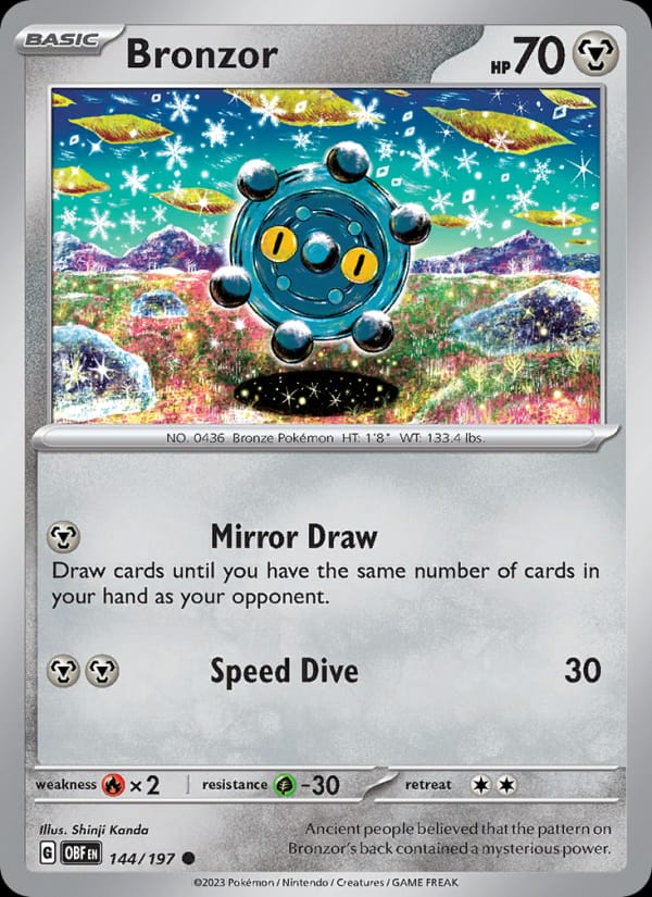 Bronzor 144/197 Obsidian Flames Pokémon card