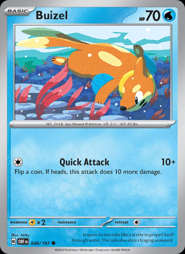 Buizel 048/197 Obsidian Flames Pokémon card