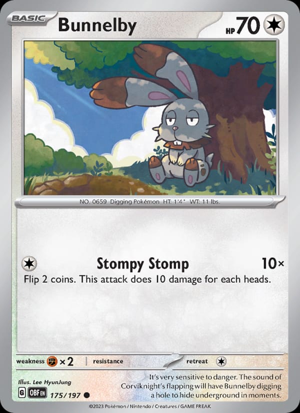 Bunnelby 175/197 Obsidian Flames Pokémon card