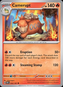Camerupt 032/197 Uncommon – Obsidian Flames Pokémon card