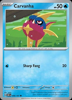 Carvanha 046/197 Common – Obsidian Flames Pokémon card