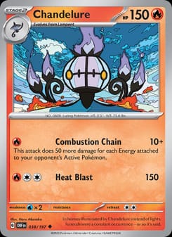 Chandelure 038/197 Uncommon – Obsidian Flames Pokémon card