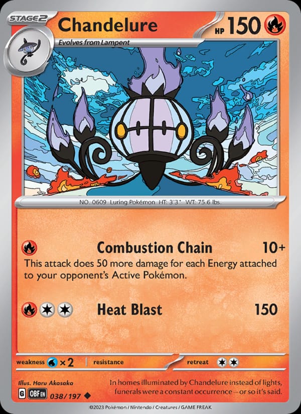 Chandelure 038/197 Obsidian Flames Pokémon card