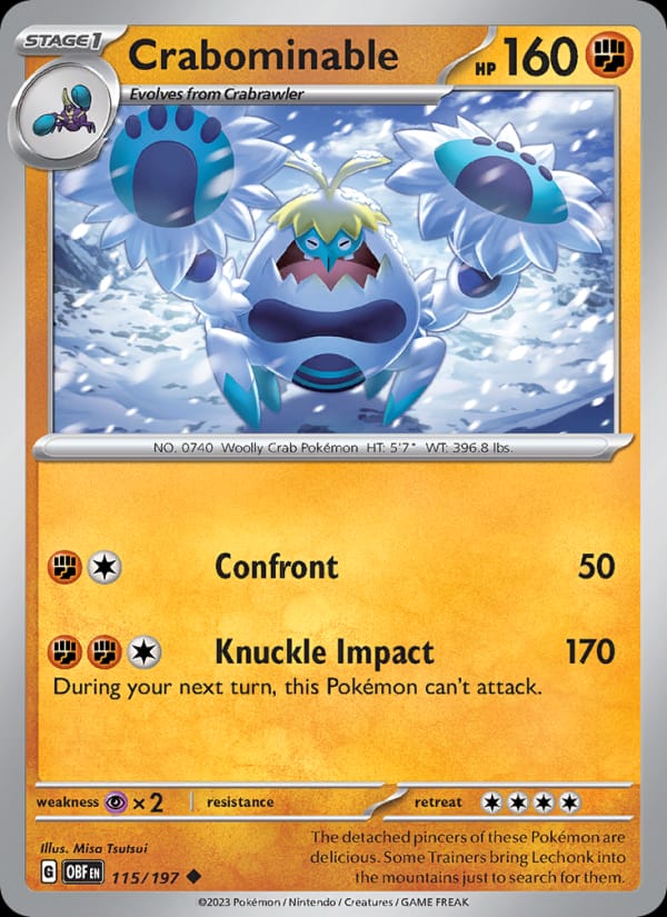 Crabominable 115/197 Obsidian Flames Pokémon card