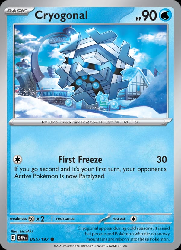 Cryogonal 055/197 Obsidian Flames Pokémon card