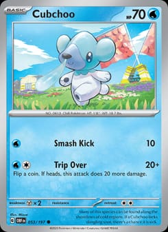 Cubchoo 053/197 Common – Obsidian Flames Pokémon card