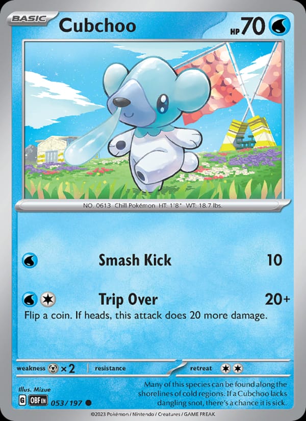 Cubchoo 053/197 Obsidian Flames Pokémon card