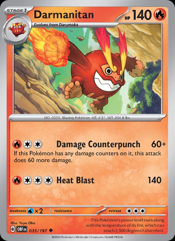 Darmanitan 035/197 Obsidian Flames Pokémon card