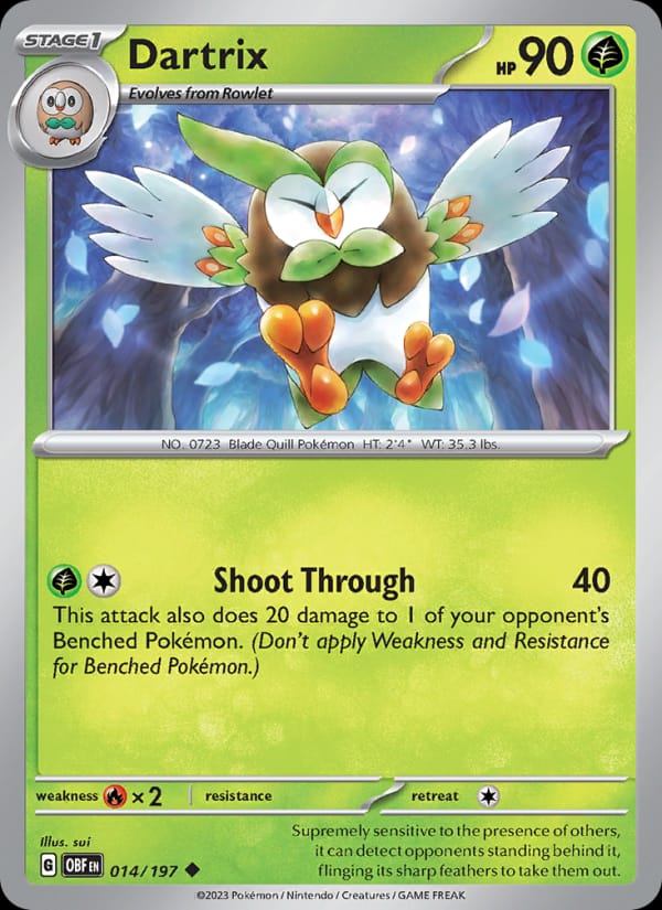 Dartrix 014/197 Obsidian Flames Pokémon card