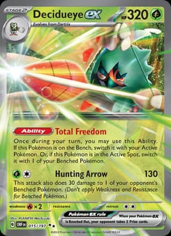 Decidueye ex 015/197 Double Rare – Obsidian Flames Pokémon card