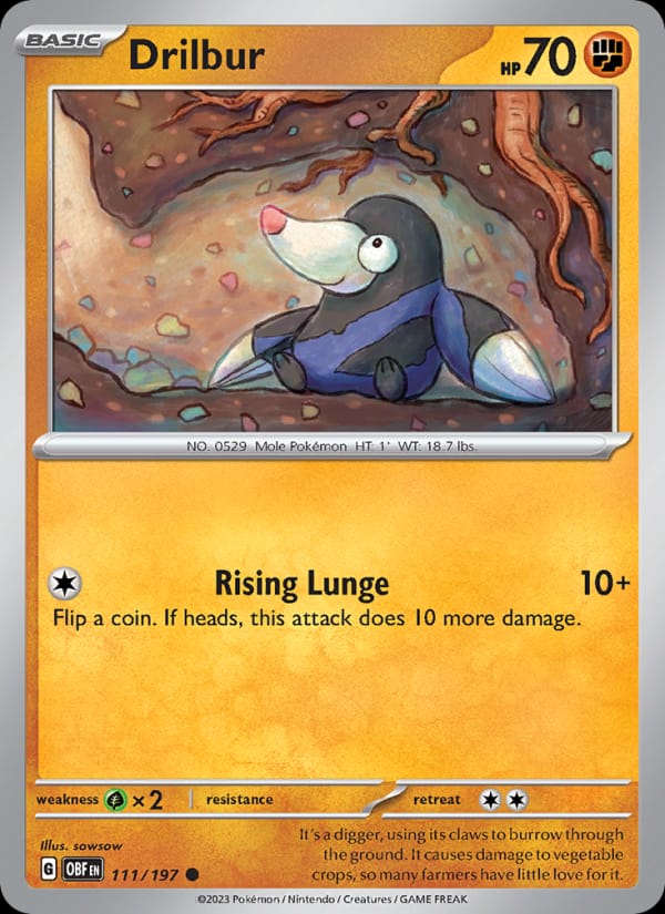 Drilbur 111/197 Obsidian Flames Pokémon card