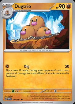 Dugtrio 104/197 Uncommon – Obsidian Flames Pokémon card