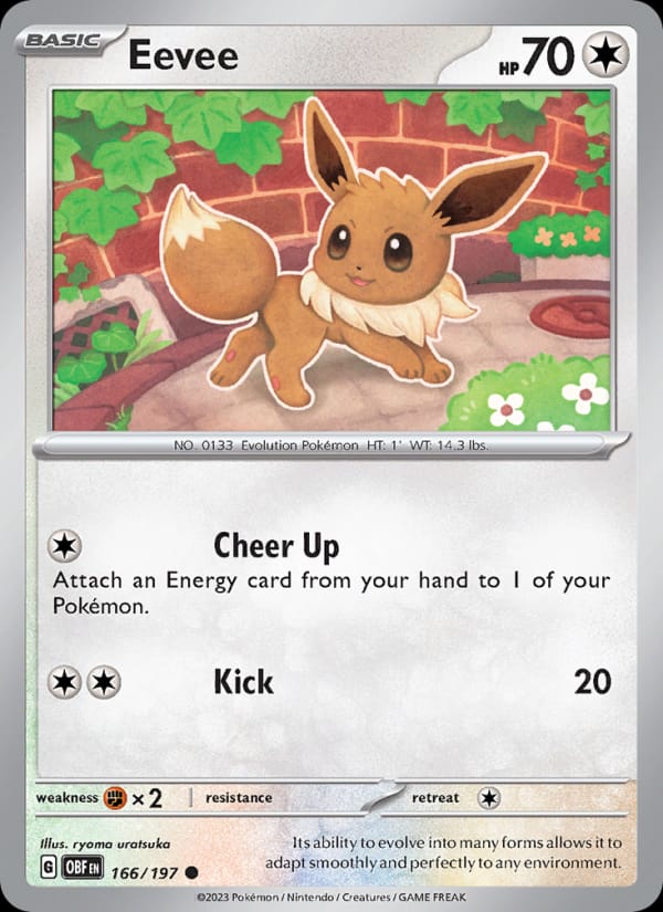 Eevee 166/197 Obsidian Flames Pokémon card