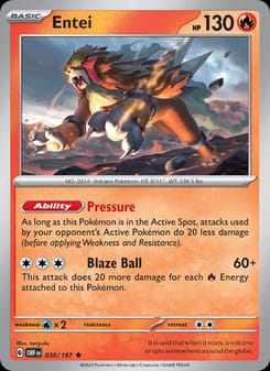 Entei 030/197 Rare – Obsidian Flames Pokémon card