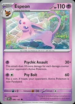 Espeon 086/197 Uncommon – Obsidian Flames Pokémon card