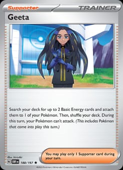 Geeta 188/197 Rare – Obsidian Flames Pokémon card