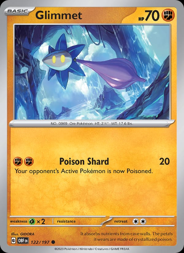 Glimmet 122/197 Obsidian Flames Pokémon card