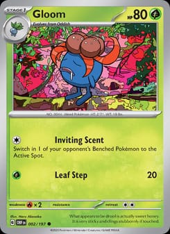 Gloom 002/197 Common – Obsidian Flames Pokémon card