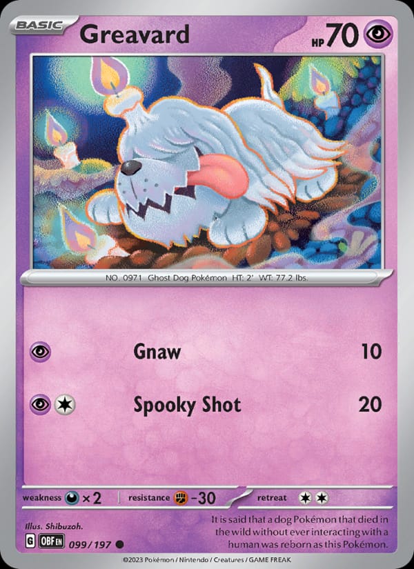 Greavard 099/197 Obsidian Flames Pokémon card