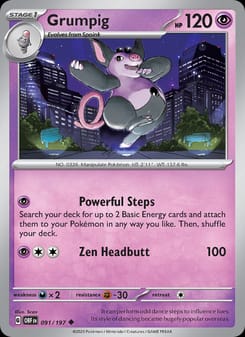 Grumpig 091/197 Uncommon – Obsidian Flames Pokémon card