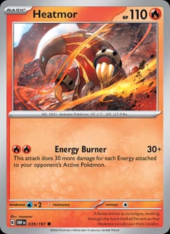 Heatmor 039/197 Common – Obsidian Flames Pokémon card
