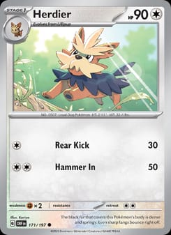 Herdier 171/197 Common – Obsidian Flames Pokémon card
