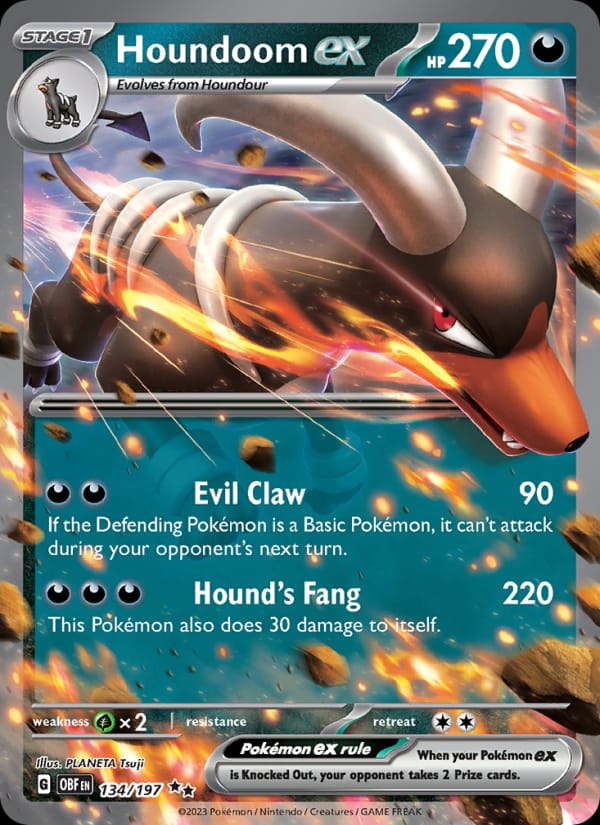 Houndoom ex 134/197 Obsidian Flames Pokémon card