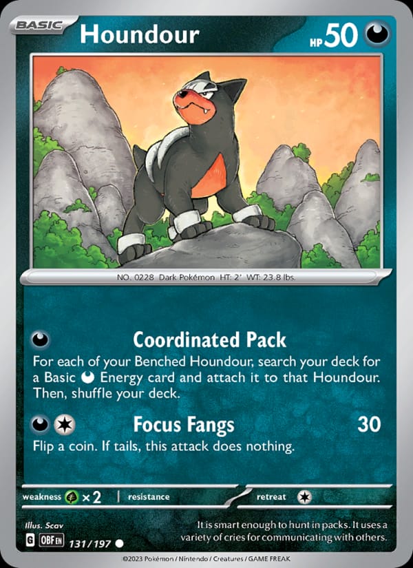 Houndour 131/197 Obsidian Flames Pokémon card