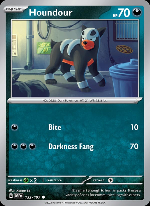Houndour 132/197 Obsidian Flames Pokémon card