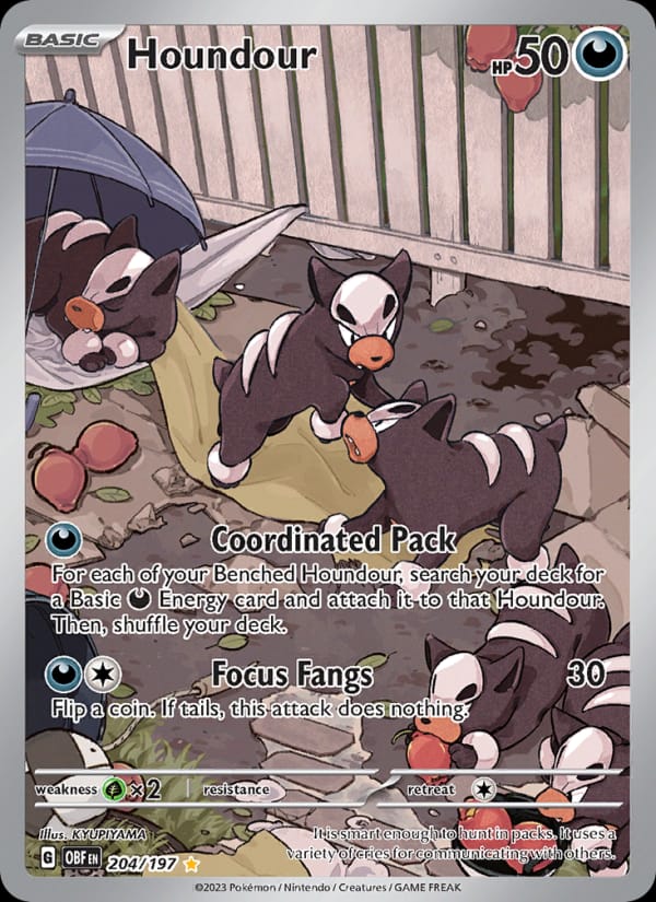 Houndour 204/197 Obsidian Flames Pokémon card