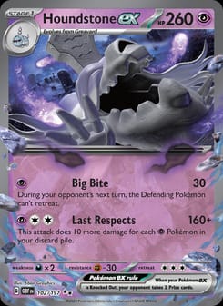 Houndstone ex 102/197 Double Rare – Obsidian Flames Pokémon card