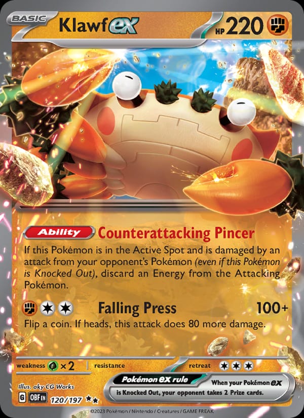 Klawf ex 120/197 Obsidian Flames Pokémon card