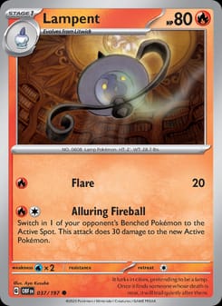 Lampent 037/197 Common – Obsidian Flames Pokémon card