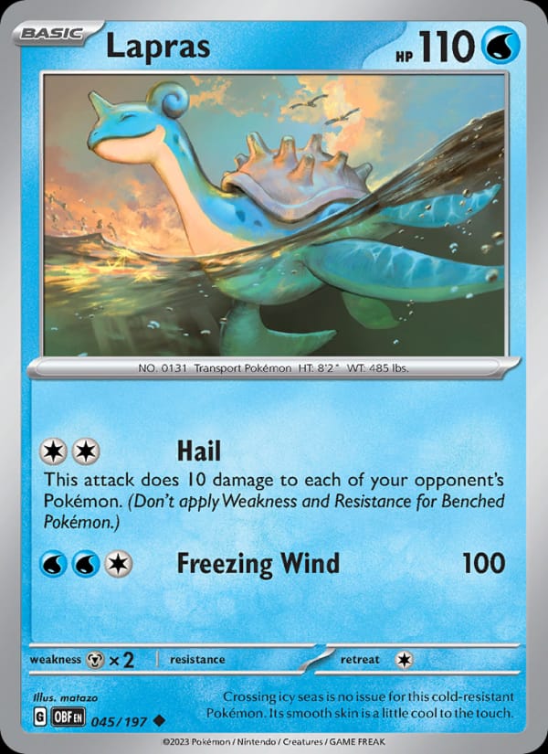 Lapras 045/197 Obsidian Flames Pokémon card