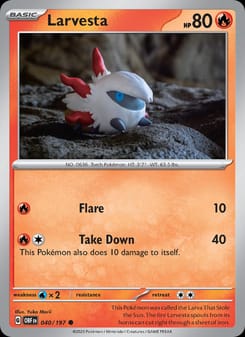 Larvesta 040/197 Common – Obsidian Flames Pokémon card