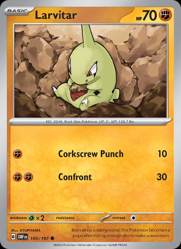 Larvitar 105/197 Obsidian Flames Pokémon card