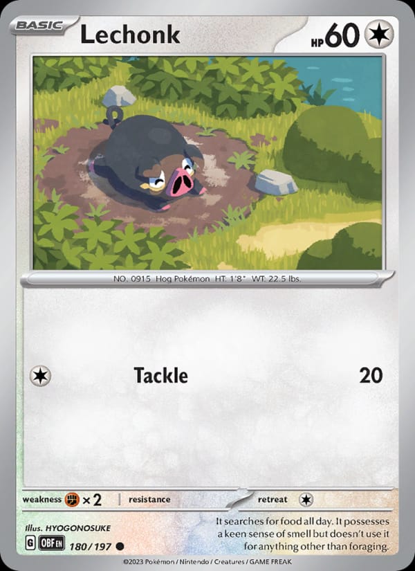 Lechonk 180/197 Obsidian Flames Pokémon card