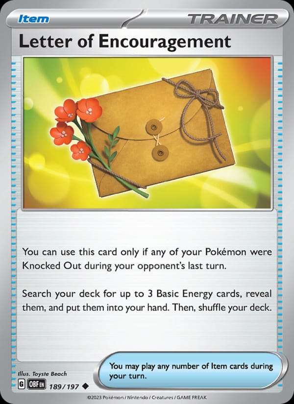 Letter of Encouragement 189/197 Obsidian Flames Pokémon card