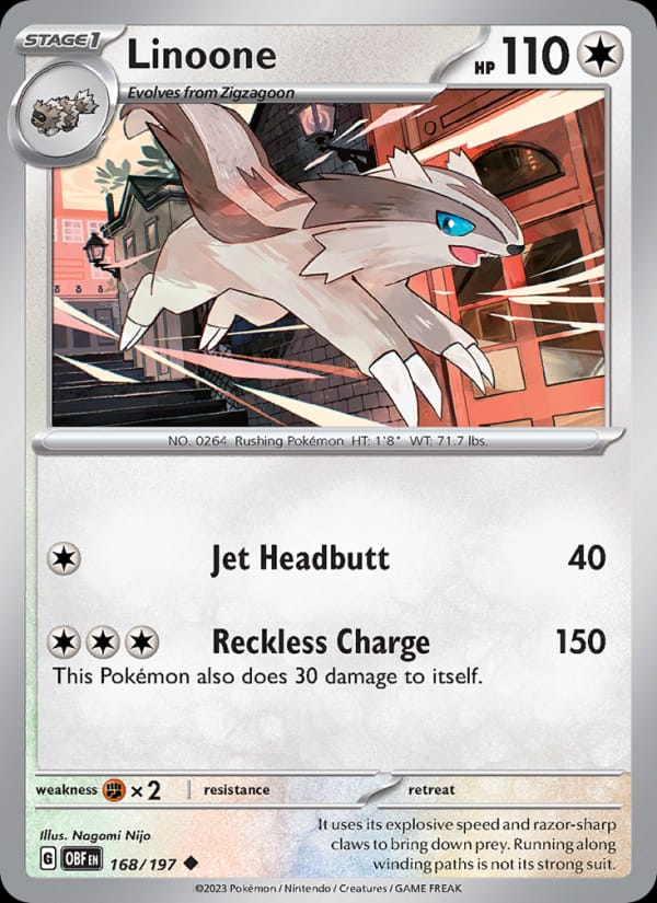Linoone 168/197 Obsidian Flames Pokémon card