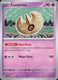Lunatone 092/197 Uncommon – Obsidian Flames Pokémon card