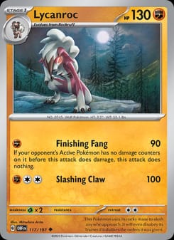 Lycanroc 117/197 Uncommon – Obsidian Flames Pokémon card
