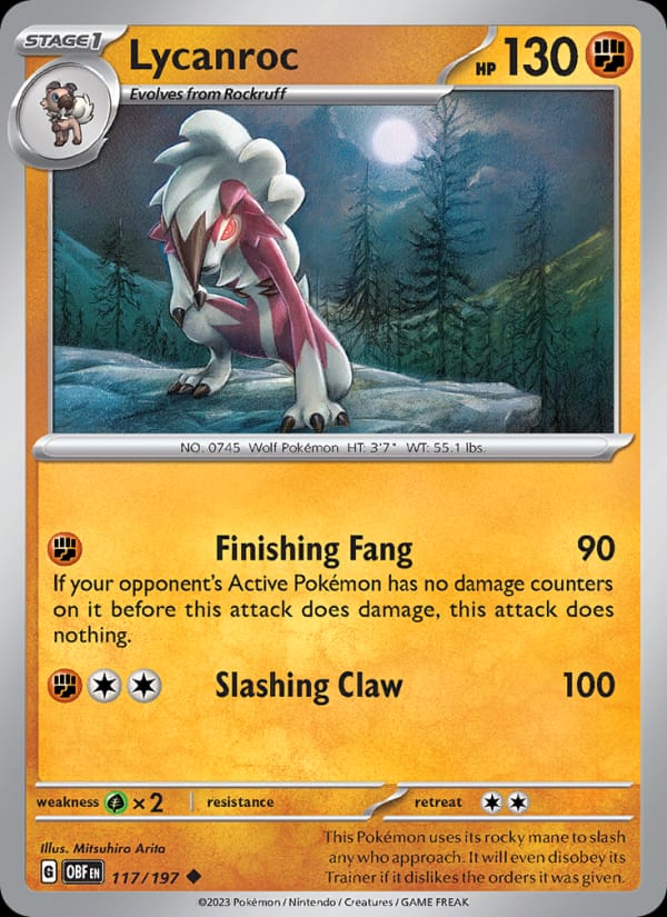 Lycanroc 117/197 Obsidian Flames Pokémon card
