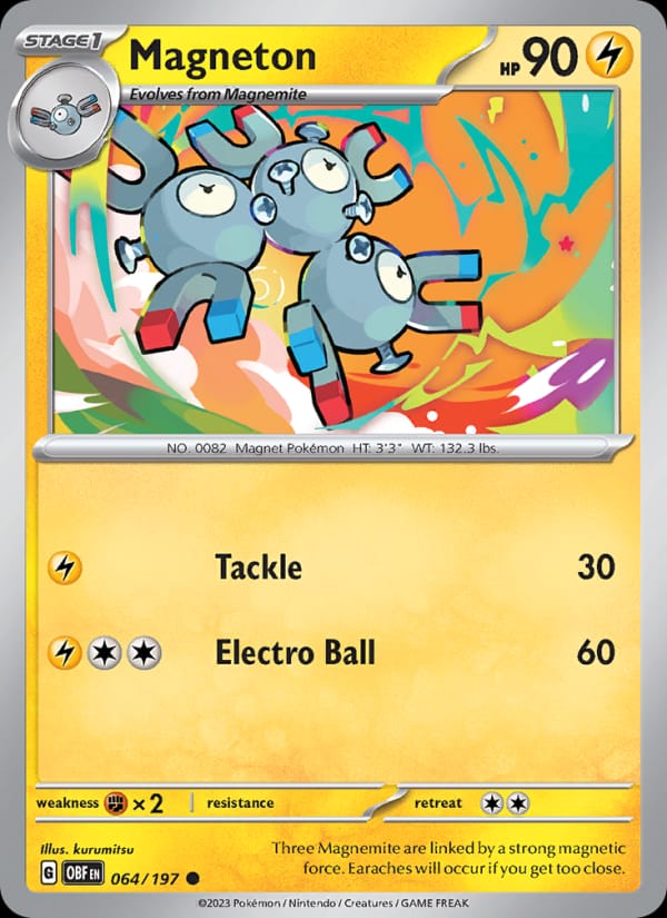 Magneton 064/197 Obsidian Flames Pokémon card