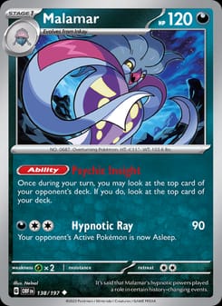 Malamar 138/197 Uncommon – Obsidian Flames Pokémon card