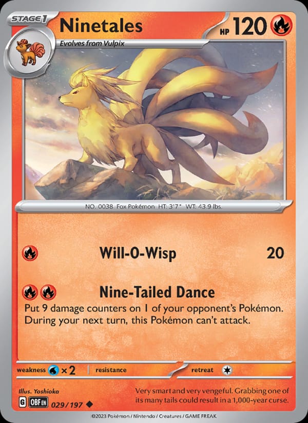 Ninetales 029/197 Obsidian Flames Pokémon card
