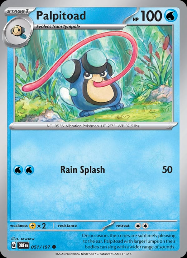 Palpitoad 051/197 Obsidian Flames Pokémon card