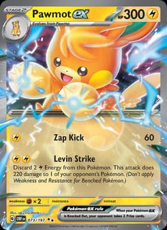 Pawmot ex 073/197 Double Rare – Obsidian Flames Pokémon card