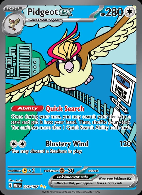 Pidgeot ex 225/197 Obsidian Flames Pokémon card
