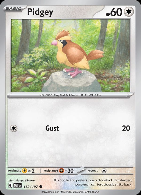 Pidgey 162/197 Obsidian Flames Pokémon card